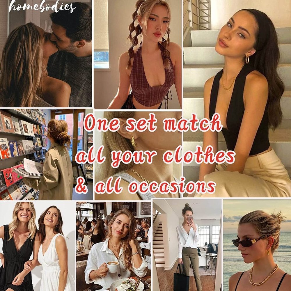 New Wholesale 54 Pairs Gold Hoop Earrings Set for Women Multipack, Boho Fashion - Picture 9 of 11